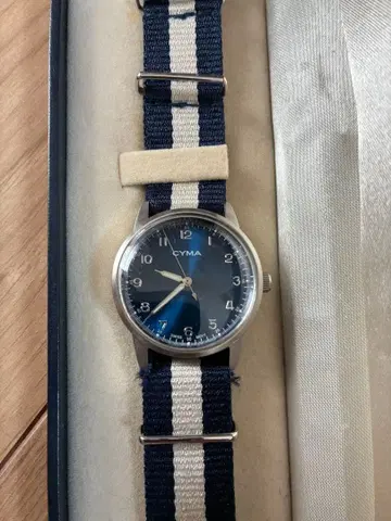 최종 특가 CYMA 아날로그 손목시계 네이비/화이트 ROYALNAVY