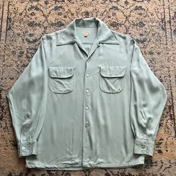 50s desmond's 레이온 개버딘 셔츠 검 60s 40s