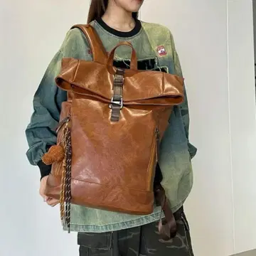 브라운 롤탑 백팩