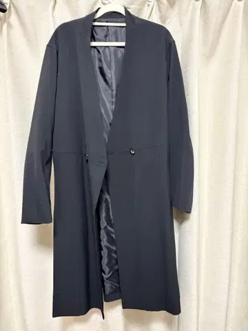 STUDIOUS 노카라 롱 자켓 블랙