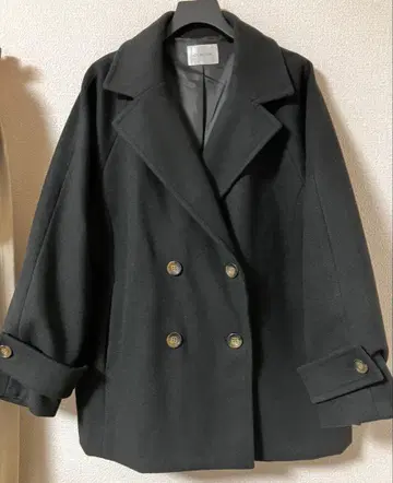 [ 새상품급 ] 피 코트 아우터 블랙 L 사이즈