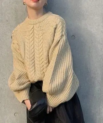 select MOCA 헤링본 돌먼 슬리브 니트