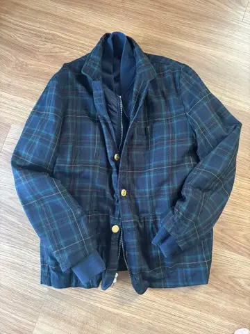 유니폼 익스페리먼트 리버서블 MA-1 체크 네이비