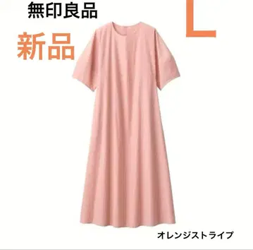 [ 새상품 ] 무인양품 MUJI 냉감 브로드 풀오버 반팔 원피스 오렌지