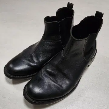 Vintage 소가죽 카우하이드 차심 사이드 고어 부츠 블랙