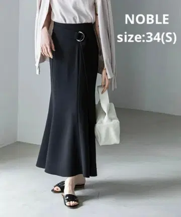 [새상품급] NOBLE 롱 벨트 머메이드 스커트 블랙 노블