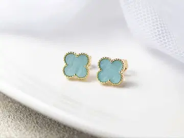 클로버 귀걸이 터콰이즈 블루