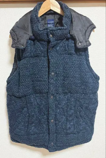 BACK NUMBER 네이비 케이블 니트 다운 베스트 XL