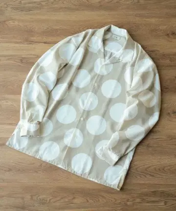 [컨디션 최상] BEAMS / 프린트 오픈 카라 셔츠 도트 베이지 S