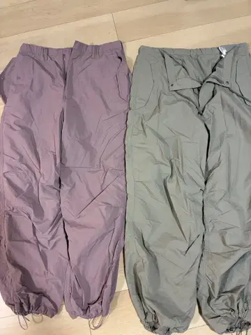 GU 더스티 핑크 그레이 파라슈트 카고 팬츠 세트