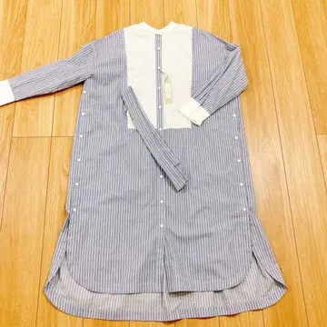 [ 택 포함 새상품 ] 스트라이프 버튼 셔츠 원피스