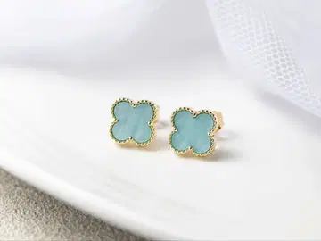 클로버 귀걸이 터콰이즈 블루