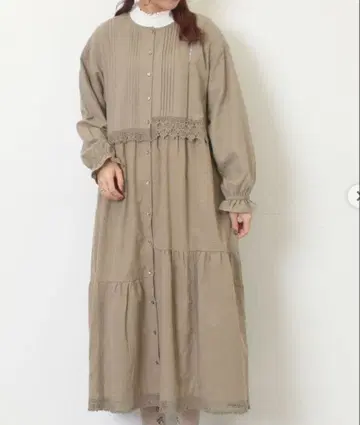 사만사 모스모스 레이스 패치워크 원피스 모카