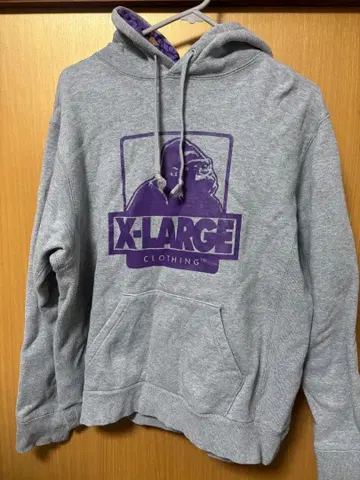 X-LARGE 그레이 후드 부착 후드티