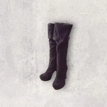 니하이 부츠 롱 부츠 스웨이드 느낌 다크 브라운 하이힐 슬림 레그