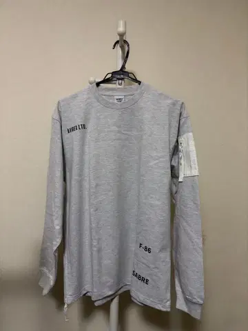 AVIREX 긴팔 T셔츠 사이드 지퍼 스텐실 롱T 그레이 L 사이즈