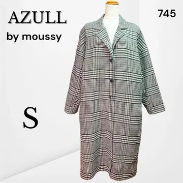 [ 아줄바이마우지 ] 체크 무늬 롱 코트 루즈핏 실루엣 S