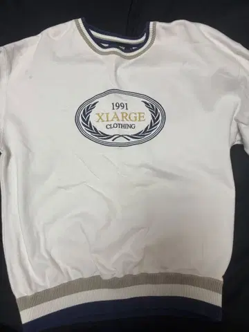 XIARGE 1991 로고 자수 화이트 맨투맨