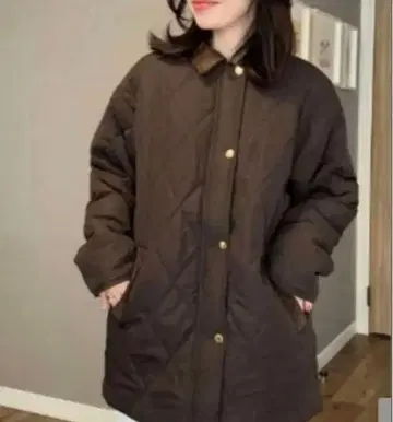브라운 퀼팅 자켓 코듀로이 옷깃