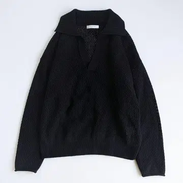 2024AW 맥피 울 메쉬 폴로 풀오버 S 블랙