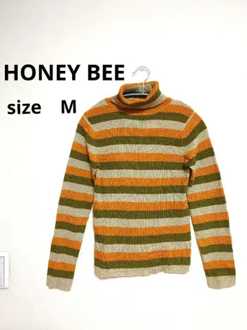 HONEY BEE 터틀넥 니트 보더