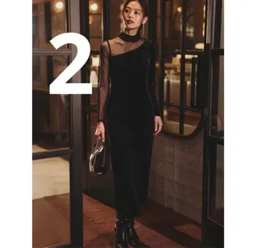 anuans 시어 콤비 타이트 원피스 2 사이즈