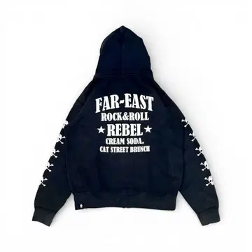 CREAM SODA 크림 소다 지퍼 후드티 스컬 해골 블랙 M