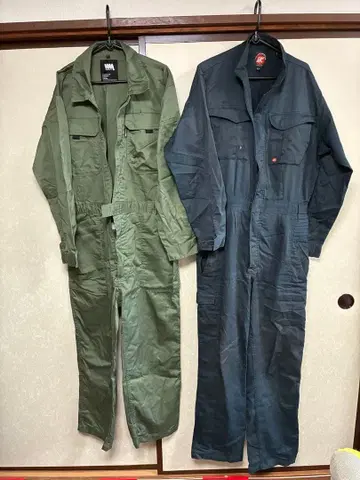 오버롤 작업복 세트 네이비 그린 네이비 컬러 그린