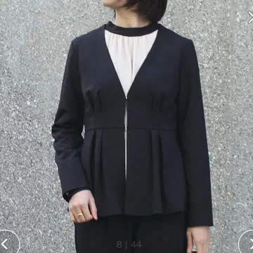 [ 미사용 새상품 ] INCEDE 스트레트 트윌 노카라 자켓 네이비