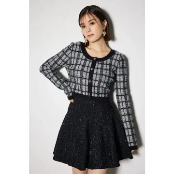 rienda 2WAY 체크 니트 가디건 새상품급