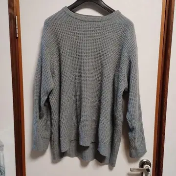 그레이 와플 편직 니트 긴팔 L 사이즈