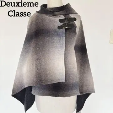 새상품급 두지엠 클라세 후드 부착 판초 그라데이션 울 혼방