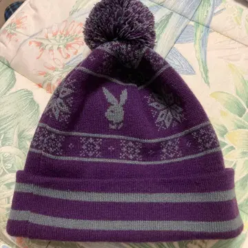 빈티지 PLAYBOY 니트 모자 퍼플