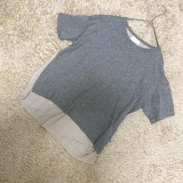 [고품질] Ray BEAMS 레이어드 반팔 상의 그레이 일본제