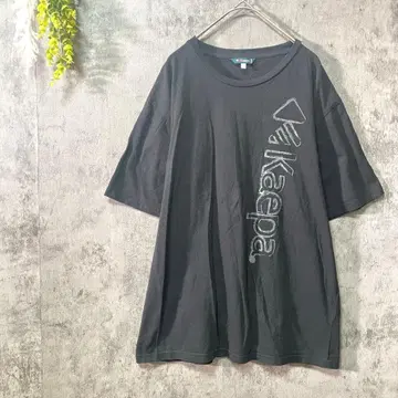 케이파 반팔 T셔츠 면 100% 로고 프린트 캐주얼 루즈핏 블랙 L