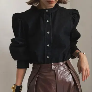 Ameri 아메리 DENIM POOFY BLOUSE 데님 퍼프 슬리브