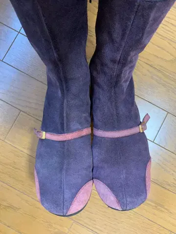 보라색과 핑크색 스웨이드 부츠 23.5cm