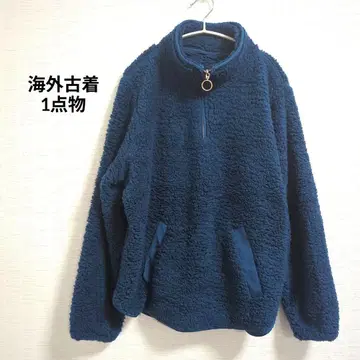 해외 구제 의류 1점 다크 블루 하프 지퍼 플리스 자켓 보아
