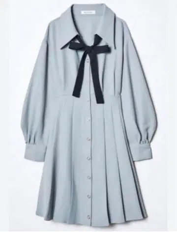 [고품질] REDYAZEL 리본 포함 그레이 셔츠 원피스