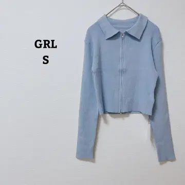 택 포함 그레일 더블 지퍼 옷깃 니트 스웨터 숏 기장 S