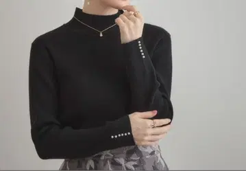 [ 2025AW ] 쿠튀르 브로치 펄 리브 니트 와인 레드