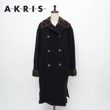 AKRIS 아크리스 울 100% 롱 더블 코트 네이비 40*ZC728