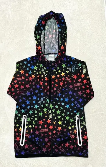 컨디션 최상 엑스걸 후드티 윈드 브레이커 스타 올 패턴 x 블랙