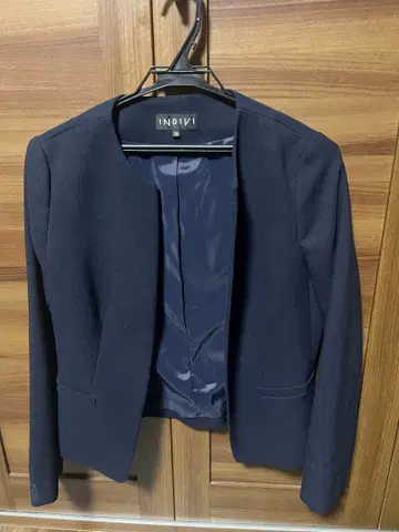 INDIVI 노카라 자켓 38 네이비