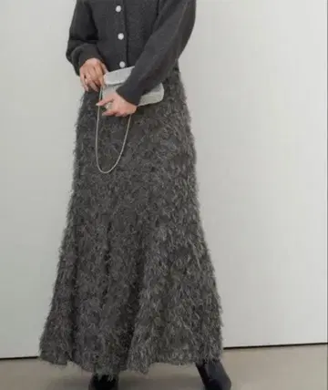 SNIDEL 레이스 자카드 스커트 그레이