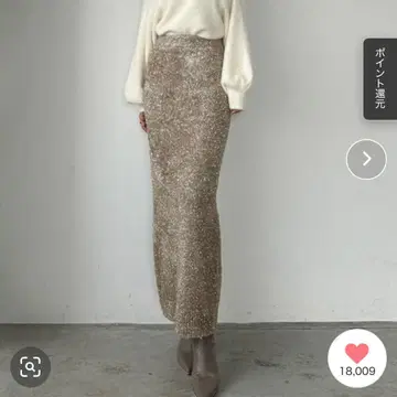 Louere 루엘레 샤기 니트 펜슬 스커트 라메 믹스 S