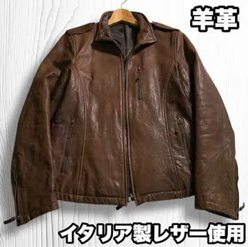 이탈리아제 양가죽 브라운 싱글 라이더 가죽 자켓 S