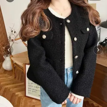 moment 블랙 노카라 자켓 M