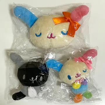 우사하나 가챠 봉제 인형 키링 3개 세트 흑백