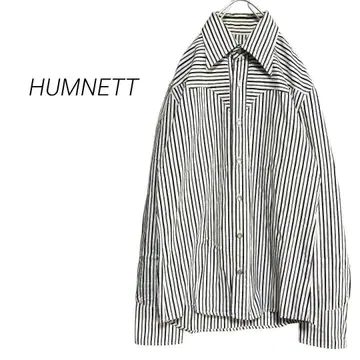 해무넷 긴팔 스트라이프 셔츠 절개 디자인 화이트 일본제 럭셔리 M